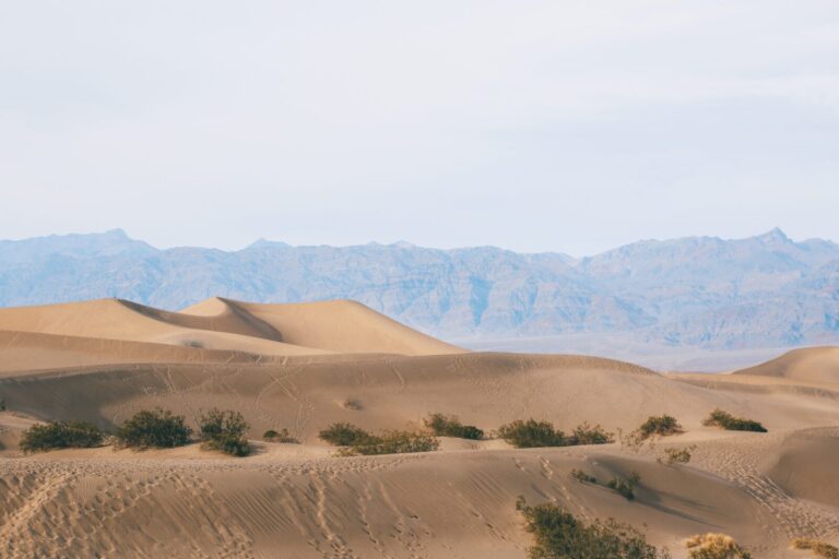 Mesquite Flat Sand Dunes is one of the most popular spots for traveling driving through Death Valley.