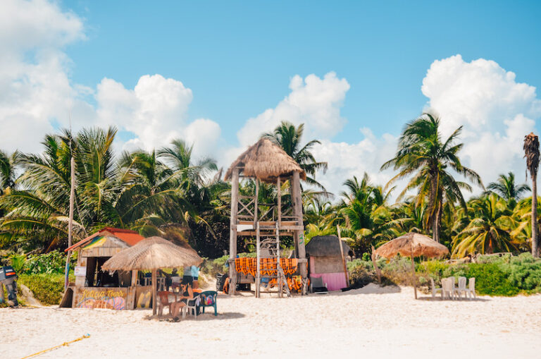Tulum is home to some of the most beautiful beaches in Mexico with white sand and gorgeous turquoise waters.