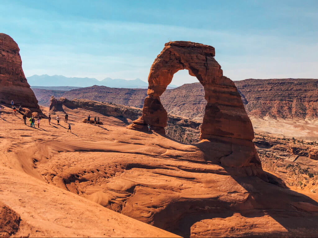 Visiting the Delicate Arch is one of the most popular things to do in Moab with tourists