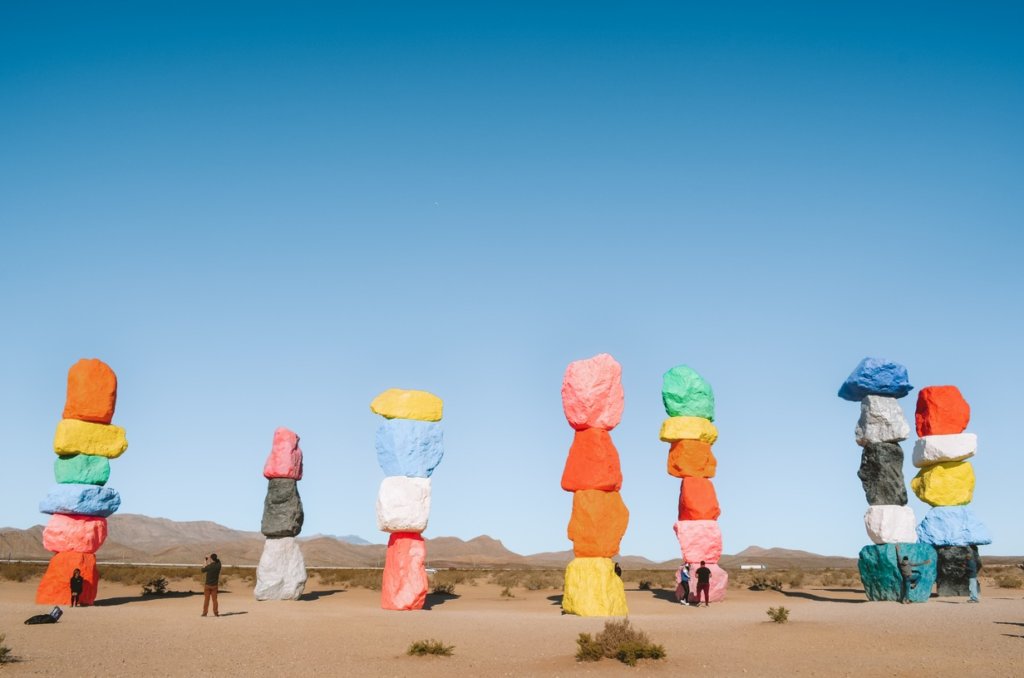 Seven Magic Mountains is one of the best places to visit near Las Vegas by car thanks to its proximity to the Las Vegas Strip. 