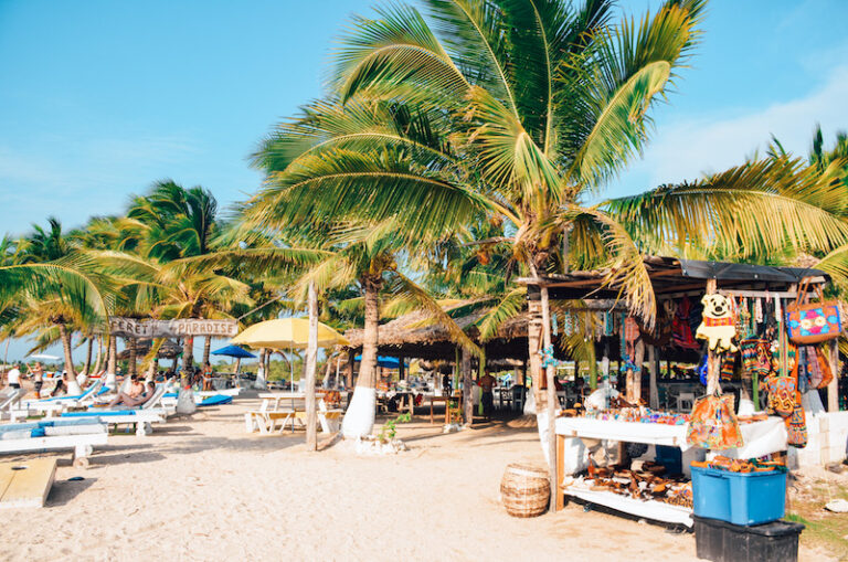 Secret Beach is one of the most popular beaches on Ambergris Caye, Belize that has many cafes and restaurants. 