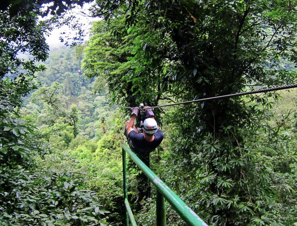 Zip-lining is one of the most fun activities in Costa Rica. 