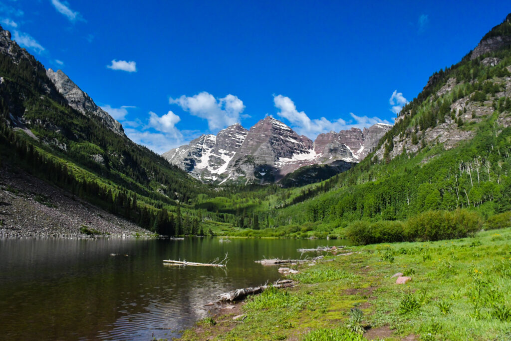 Marroon Bells is an iconic area near Aspen that makes one of the best stops between Denver and Grand Junction.