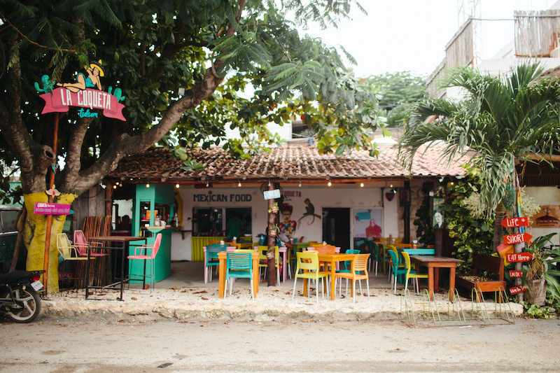 An outside view of La Coqueta, one of the best restaurants in downtown Tulum 