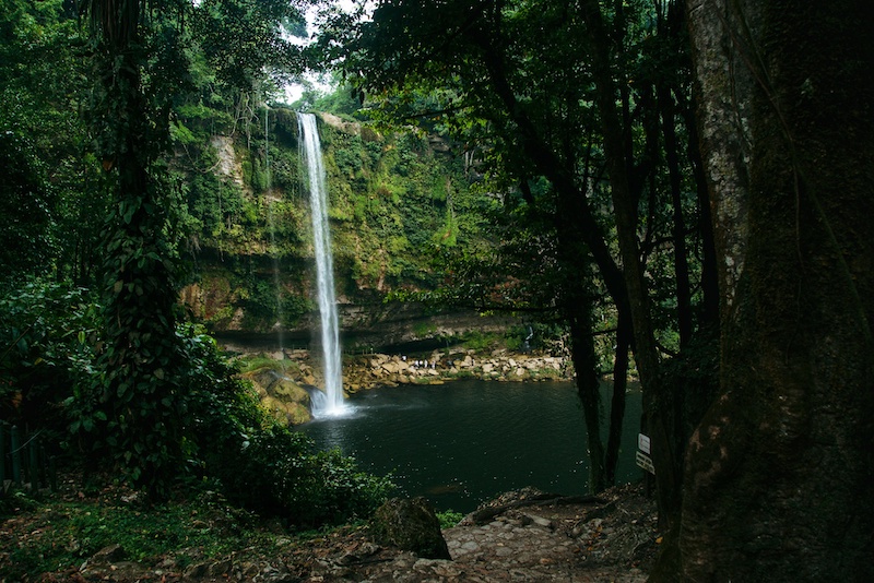 Misol-Ha is a popualr waterfall that's commonly visited with Agua Azul