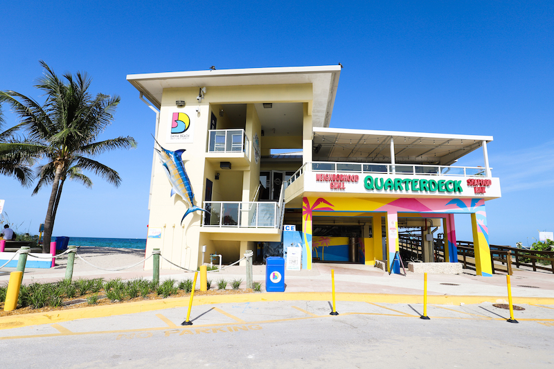 Quarterdeck is the only resturant located directly on Dania Beach