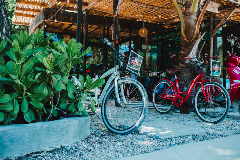Renting bicycles in Tulum
